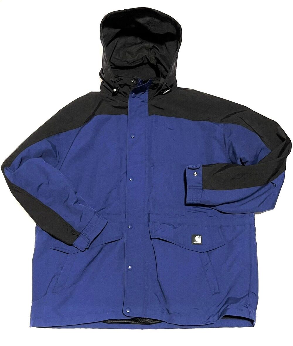 Vintage Carhartt Size XL Jacket Workshield Parka Mesh Lined Hooded Blue EUC